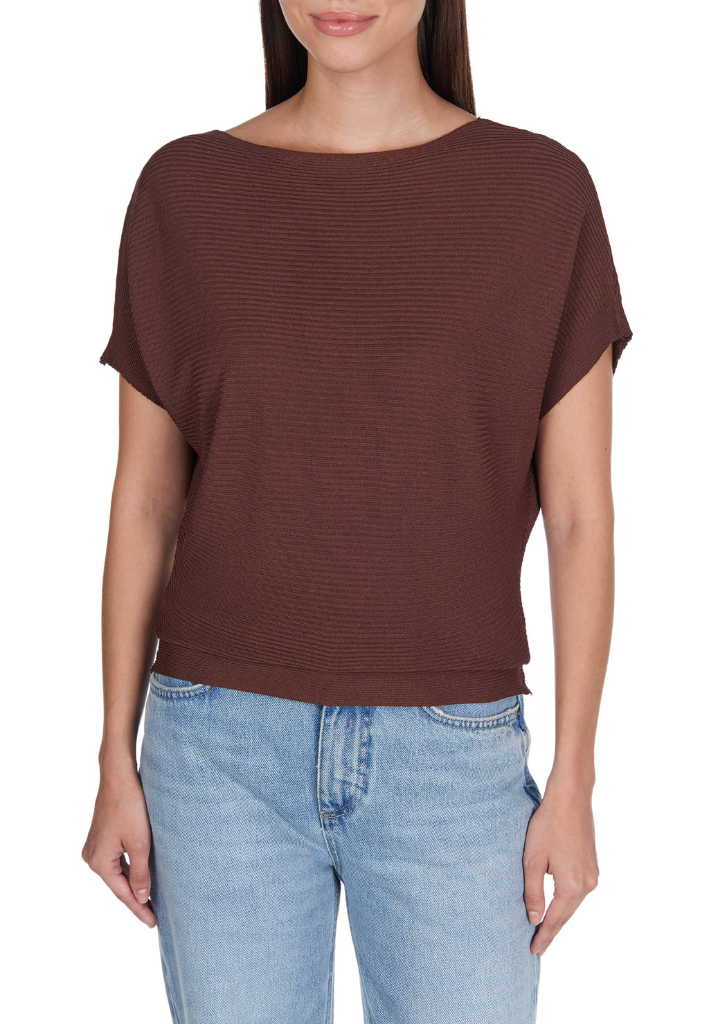 Burgundy Sfilato short sleeve top - view 4