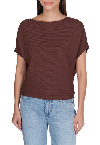 Burgundy Sfilato short sleeve top - view 4
