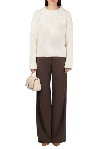 Ivory Embellished Yoke Knit Sweater - view 2