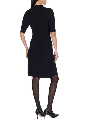 Black Pearl-Button Knit Mini Dress - view 4