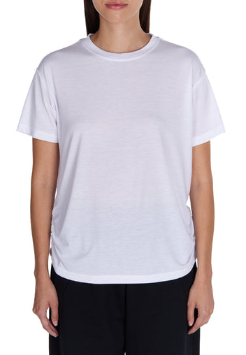 White Ruched-Side Crewneck T-Shirt - view 5