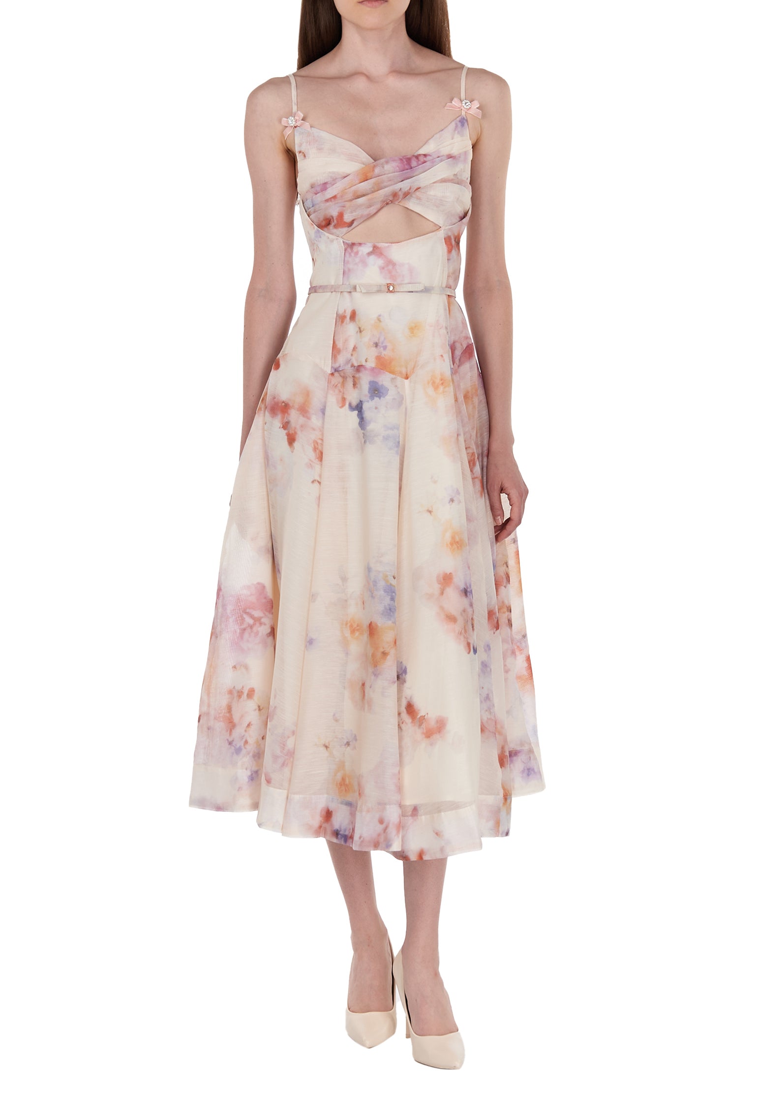 Gray and Coral Sfilato dress - view 3