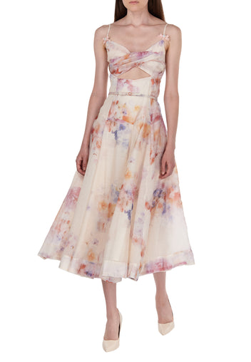 Gray and Coral Sfilato dress - view 4