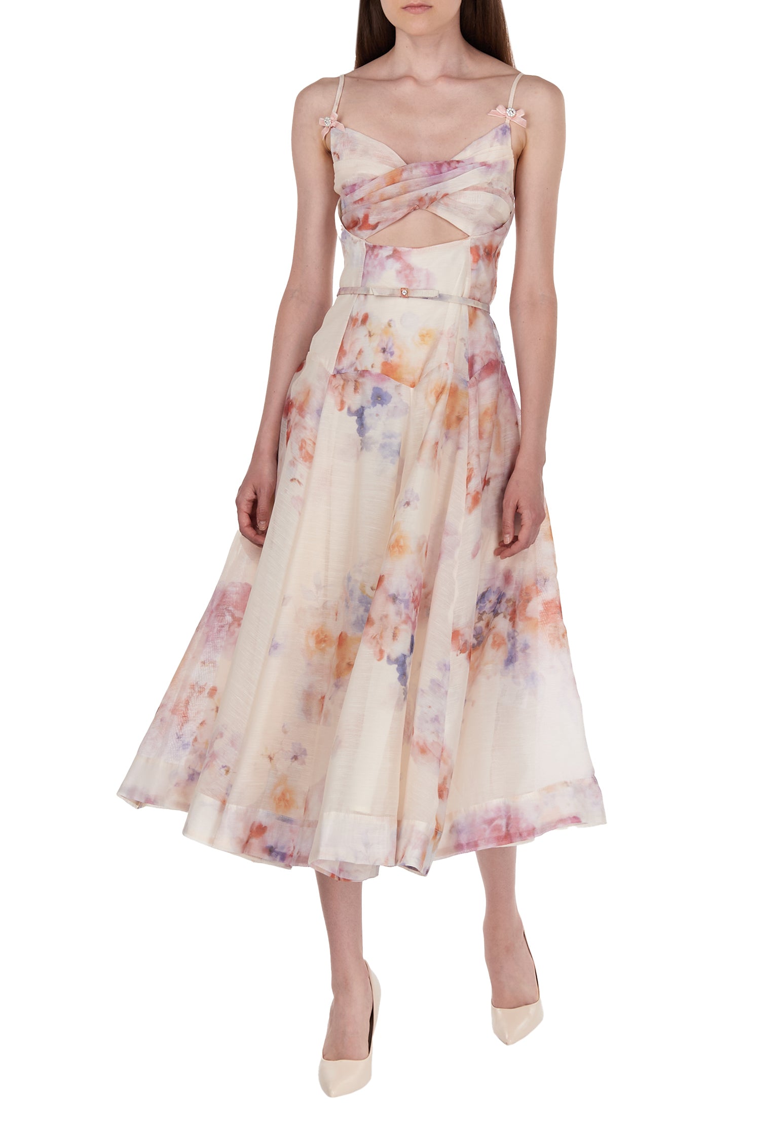 Gray and Coral Sfilato dress - view 4