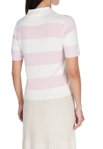 Pink Stripe Zip Polo - view 6