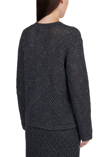 Graphite Open-Knit Button Cardigan - view 2