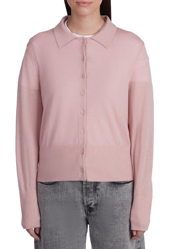 Pink Collared Button Knit Cardigan - view 5