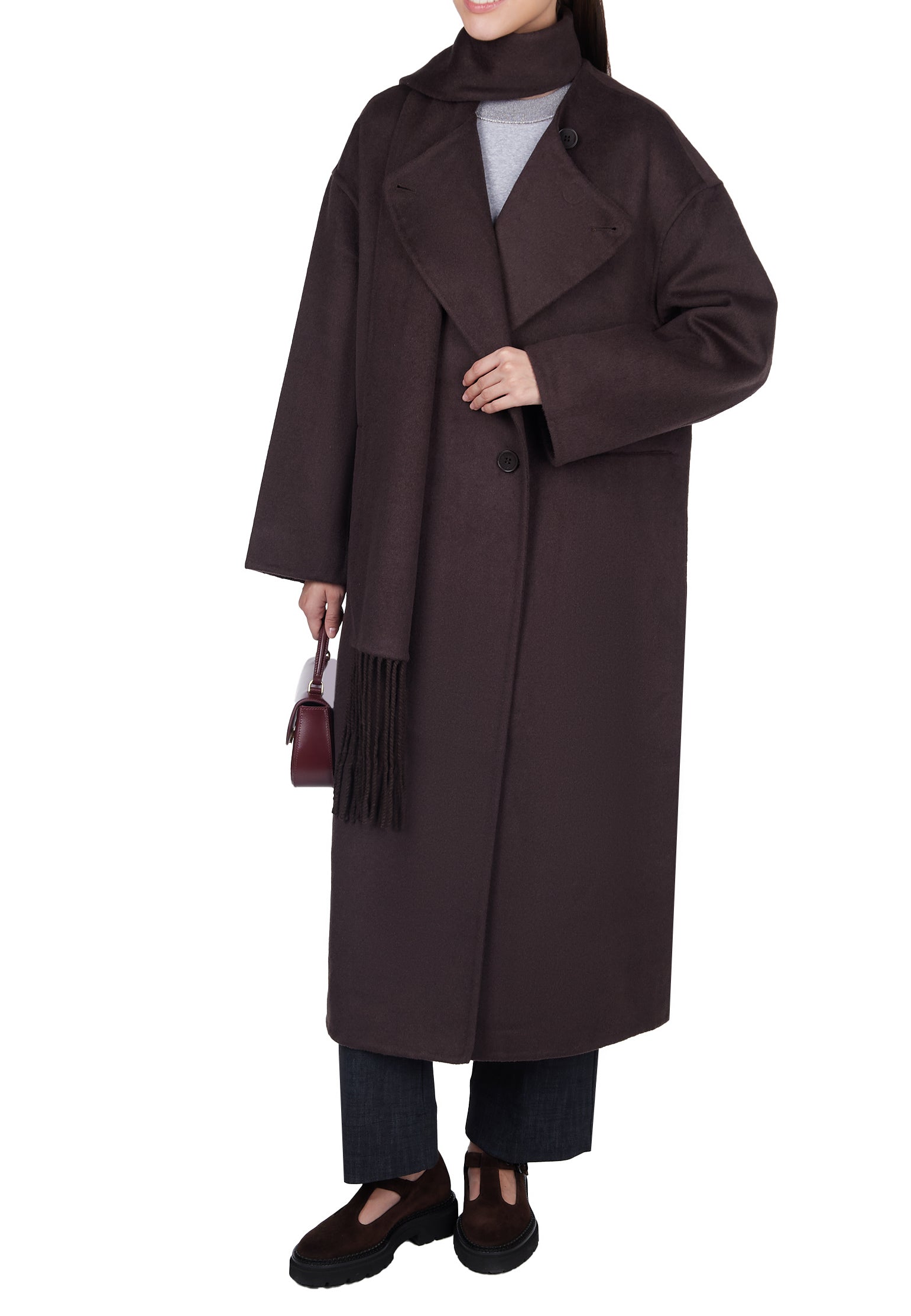 Burgundy Sfilato coat - view 6