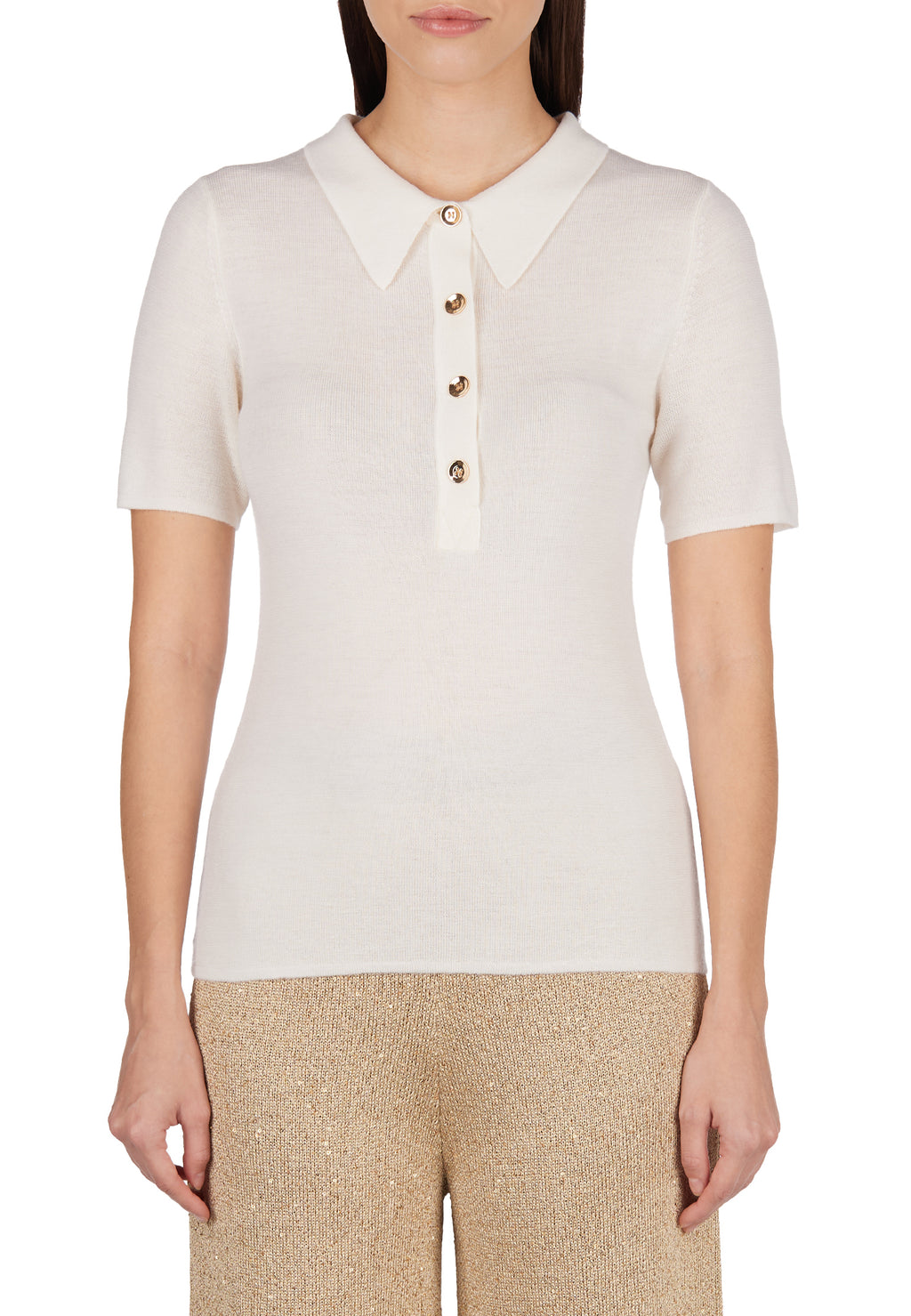 Gray and Beige Sfilato polo - view 3