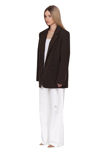 Chocolate Single-Breasted Tailored Blazer - view 4