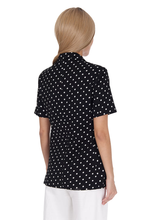 Black Dotted Short-Sleeve Blazer - view 2