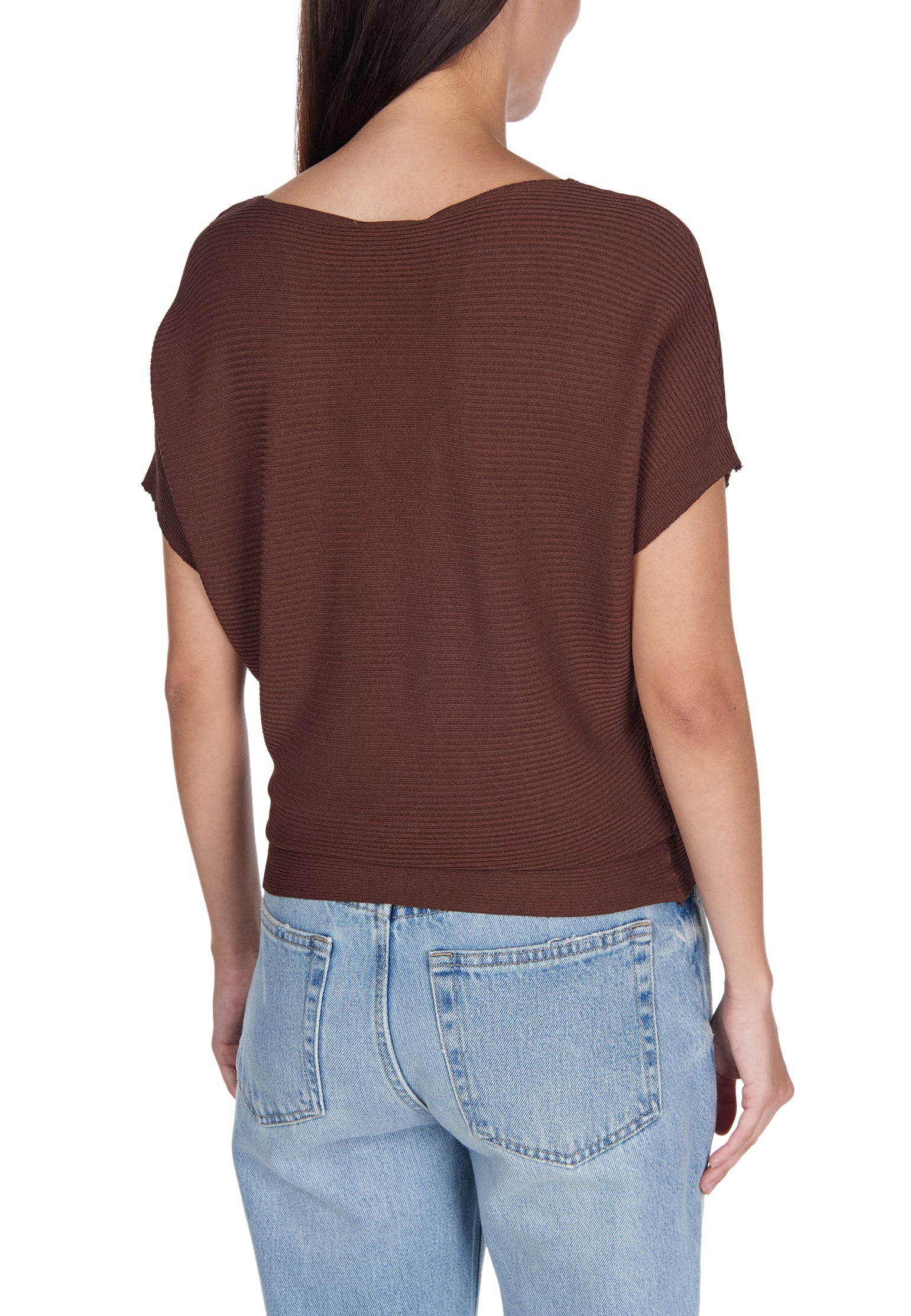Burgundy Sfilato short sleeve top - view 5
