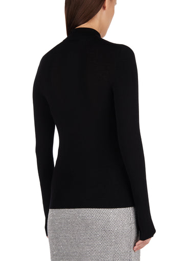 Black Smooth Fine-Knit Turtleneck - view 3