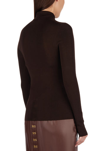 Wine Smooth Fine-Knit Turtleneck - view 3