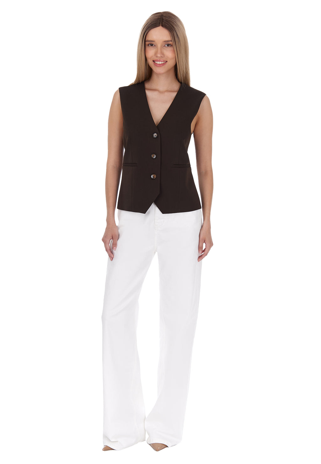 Brown and Black Sfilato vest - view 2