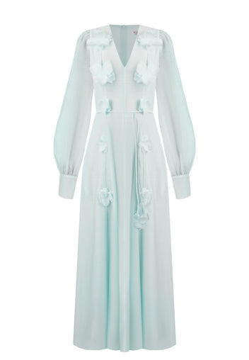 Pale Floral-Applique Maxi Dress - view 1