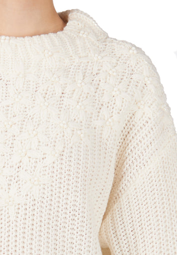 Ivory Embellished Yoke Knit Sweater - view 5