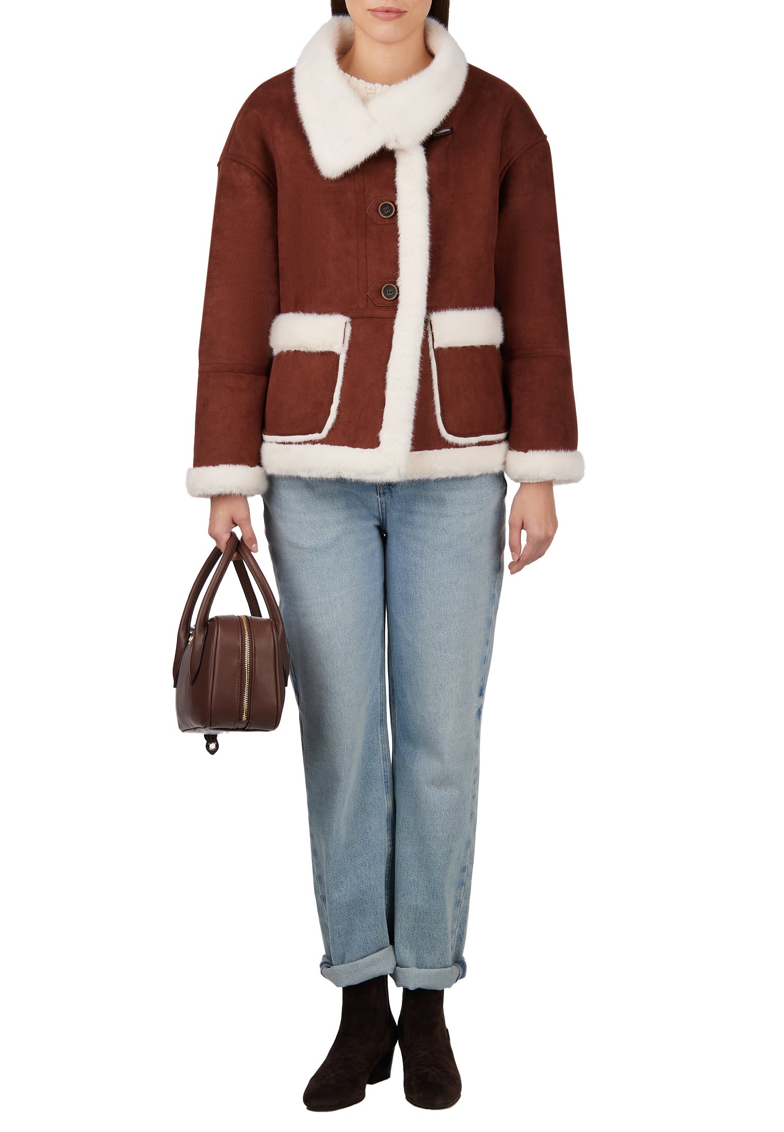 Brown Sfilato sheepskin coat - view 4
