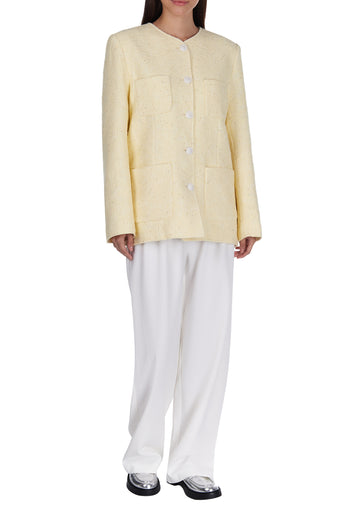 Cream Collarless Button Jacket - view 2