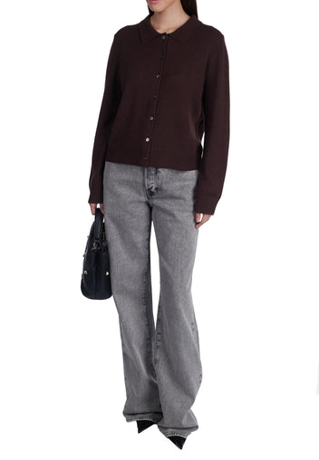 Burgundy Button-Front Knit Cardigan - view 5