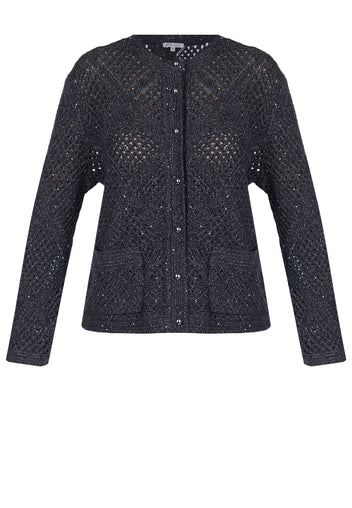 Graphite Open-Knit Button Cardigan - view 1