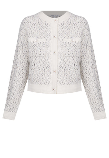 Ivory Pointelle Button Knit Cardigan - view 1