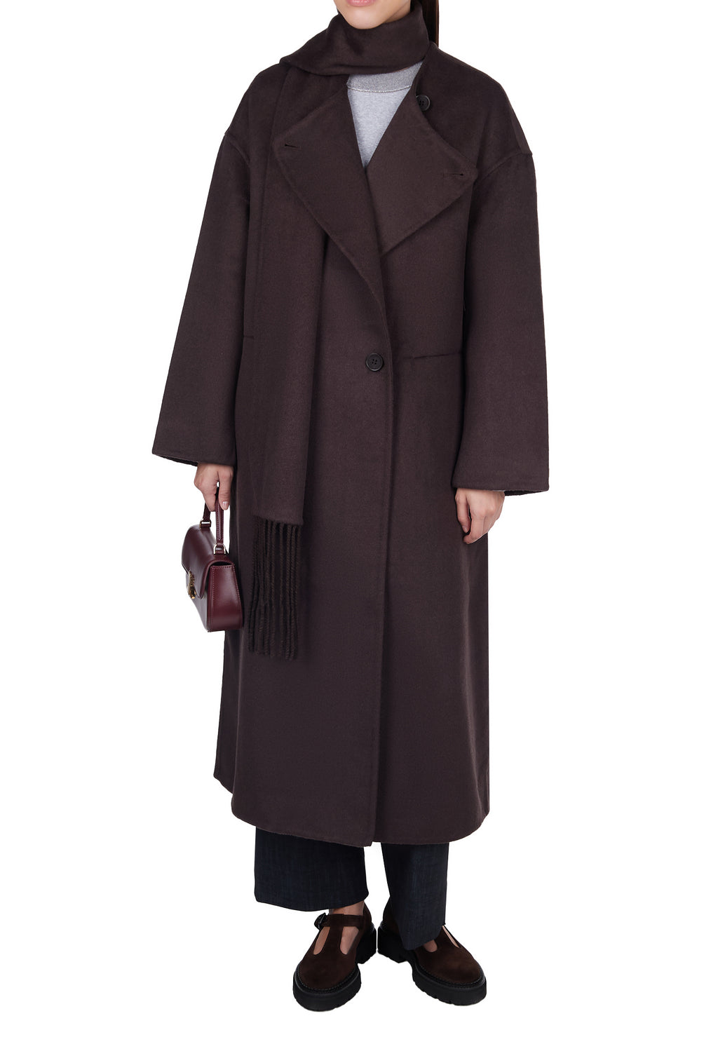 Burgundy Sfilato coat - view 5
