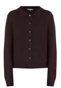 Wine Collared Button Knit Cardigan - view 1