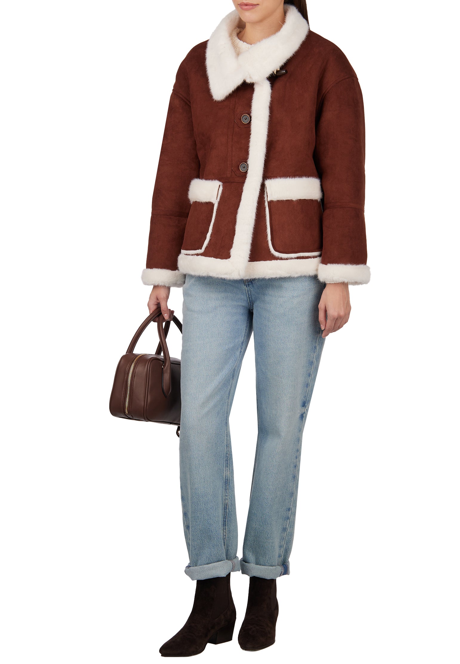 Brown Sfilato sheepskin coat - view 3