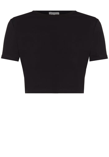 Black Cropped Crewneck T-Shirt - view 1