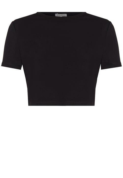 Black Cropped Crewneck T-Shirt - view 1