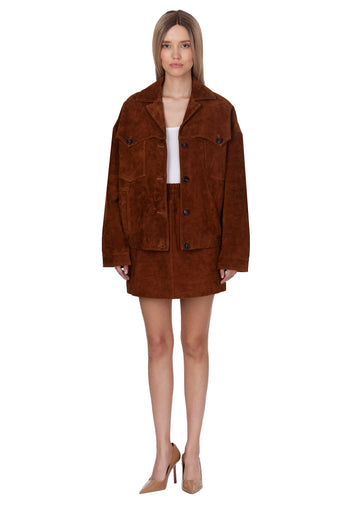 Cognac Suede Pocket Shirt Jacket - view 4