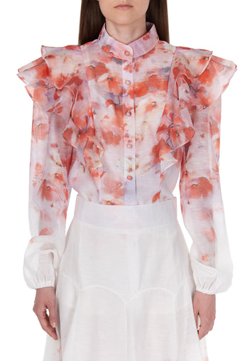 Blush Floral Sleeveless Blouse and Skirt Set - view 4