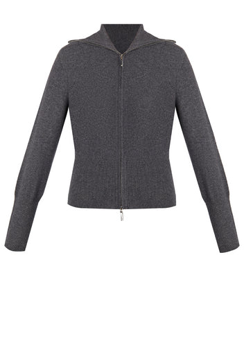Graphite Zip-Front Knit Cardigan - view 1