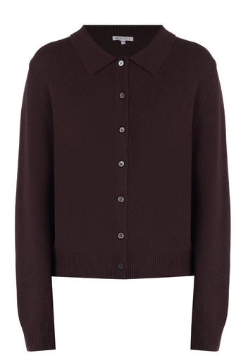 Burgundy Button-Front Knit Cardigan - view 1