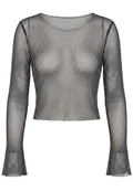 Black Sheer Mesh Long-Sleeve Top - view 1