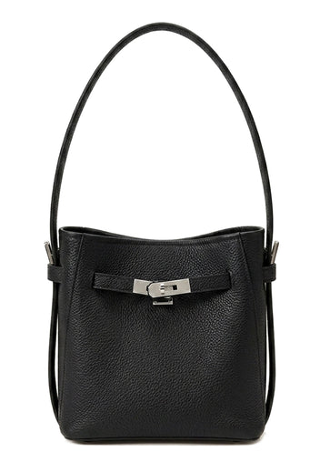 Black Buckle Leather Bucket Bag - view 1