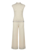 Ivory Sleeveless Knit Wide-Leg Set - view 1
