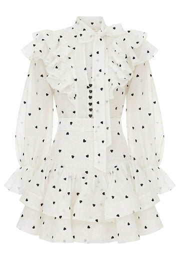 White Dotted Ruffle Blouse and Shorts Set - view 1