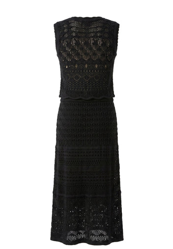 Black Lace Sleeveless Skirt Set - view 4