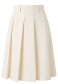 Ivory Pleated A-Line Midi Skirt