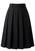 Black Pleated A-Line Midi Skirt