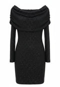 Black Shimmer Off-Shoulder Mini Dress - view 1