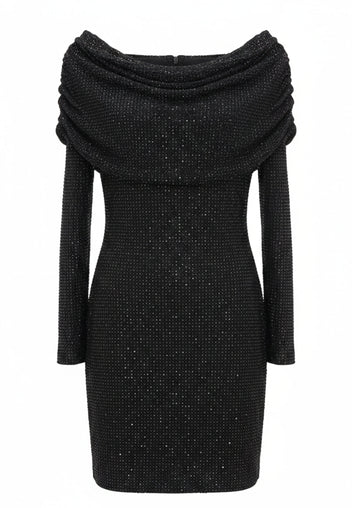 Black Shimmer Off-Shoulder Mini Dress - view 1