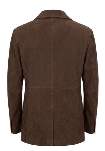 Brown Single-Breasted Linen Blazer - view 3