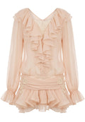 Blush Ruffled Long-Sleeve Mini Dress - view 1
