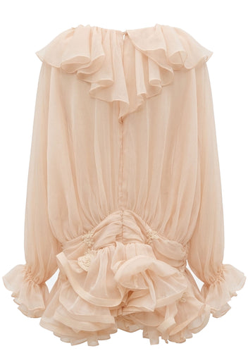 Blush Ruffled Long-Sleeve Mini Dress - view 2