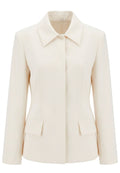 Ivory Leather Collared Jacket