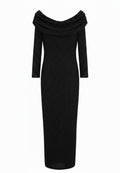 Black Shimmer Off-Shoulder Midi Dress - view 1