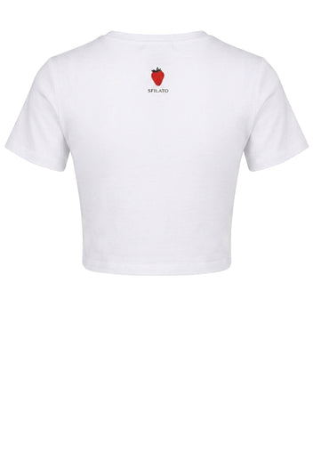 White Cropped Cotton T-Shirt - view 2